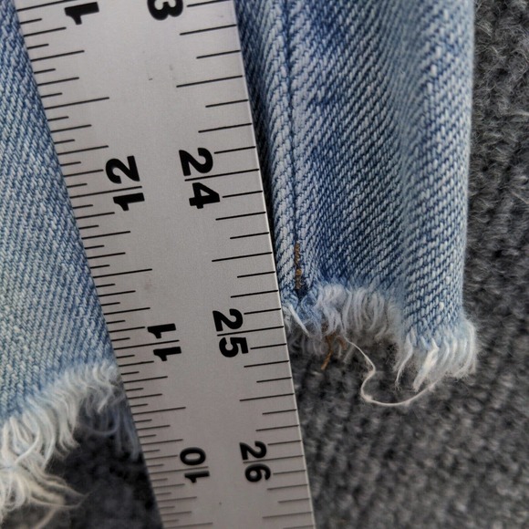 American Eagle Women's Vintage Hi-Rise Cropped Jeans Blue 10 Frayed Button Fly - Picture 15 of 15
